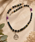 Halskette ENERGY Amethyst + Turmalin + Tigerauge + Hämatit
