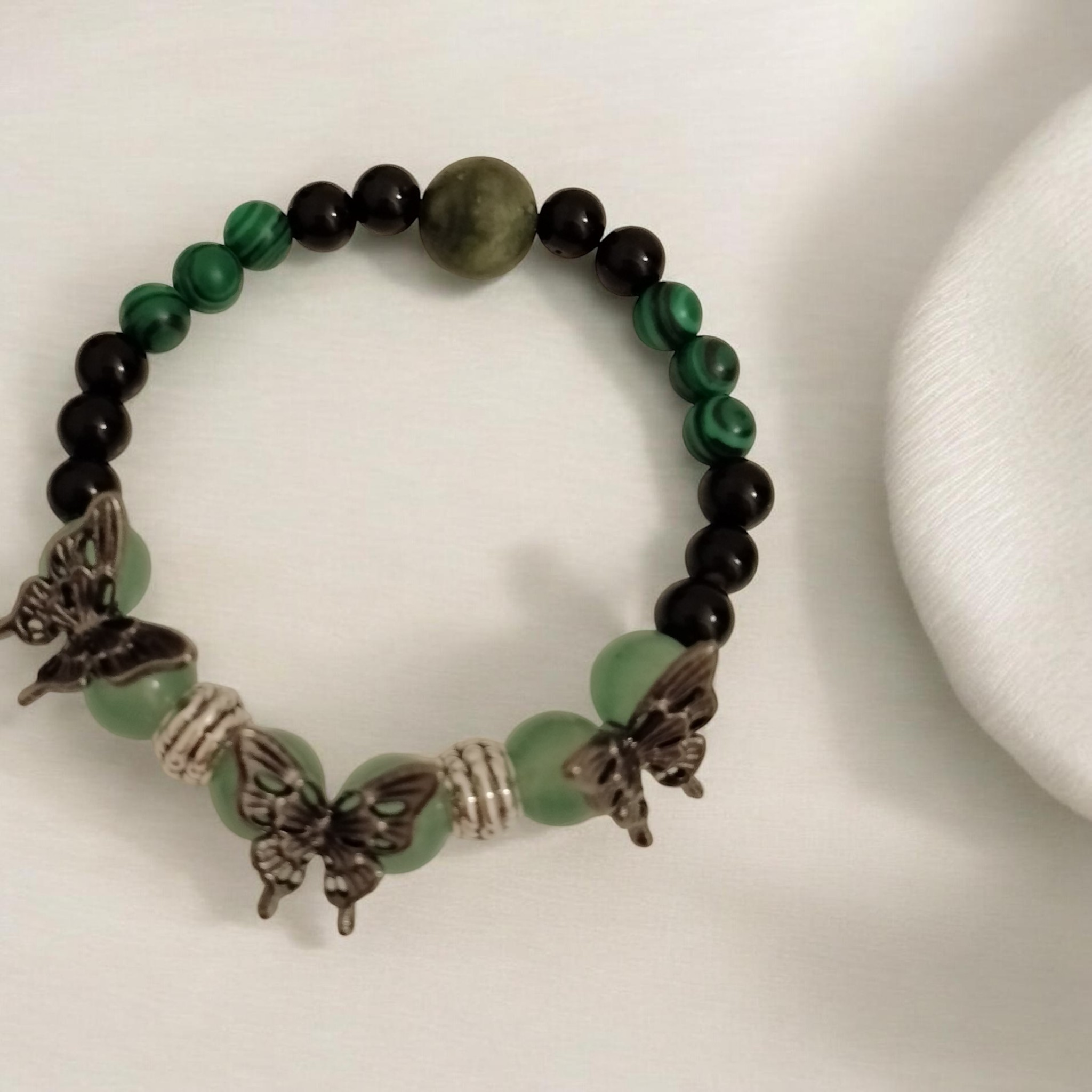 Armband BUTTERFLY - Jadeit + Tigerauge + Jaspis